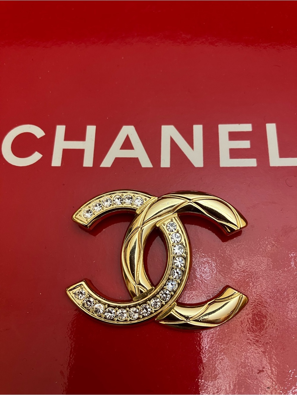 Chanel Gold Crystal CC Brooch
